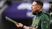 Green Bay Packers head coach Matt Lafleur reacts to a play against the Minnesota Vikings during the third quarter at U.S. Bank Stadium.