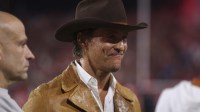 Matthew McConaughey at a Texas Football Longhorns game.