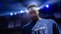 Mavericks forward Anthony Davis (3) stands on the court before the start of the game against the Sacramento Kings at the Golden 1 Center