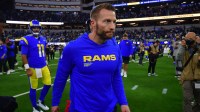 Los Angeles Rams head coach Sean McVay leaves the field following a game against the Arizona Cardinals at SoFi Stadium