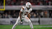 Miami Hurricanes defensive lineman Akheem Mesidor (3) drops into position during the 2025 Cotton Bowl and quarterfinal game of the College Football Playoff at AT&T Stadium.
