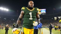 Green Bay Packers defensive end Micah Parsons (1) jogs off the field following the game against the Chicago Bears at Lambeau Field.