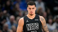 Jan 12, 2026; Dallas, Texas, USA; Brooklyn Nets forward Michael Porter Jr. (17) looks on during the first quarter against the Dallas Mavericks at the American Airlines Center. Mandatory Credit: Jerome Miron-Imagn Images