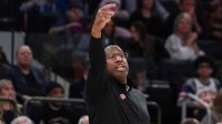 New York Knicks head coach Mike Brown reacts during the first half against the Phoenix Suns at Madison Square Garden.