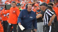 Illinois Fighting Illini head coach Bret Bielema reacts during the second half against the Ohio State Buckeyes at Memorial Stadium.