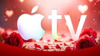 Apple TV logo in front of Valentine's Day roses, which takes place in February.