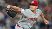 Cincinnati Reds starting pitcher Nick Lodolo (40) comes in relief in the fourth inning of the MLB National League Wild Card Game 2 between the Los Angeles Dodgers and the Cincinnati Reds at Dodger Stadium in Los Angeles