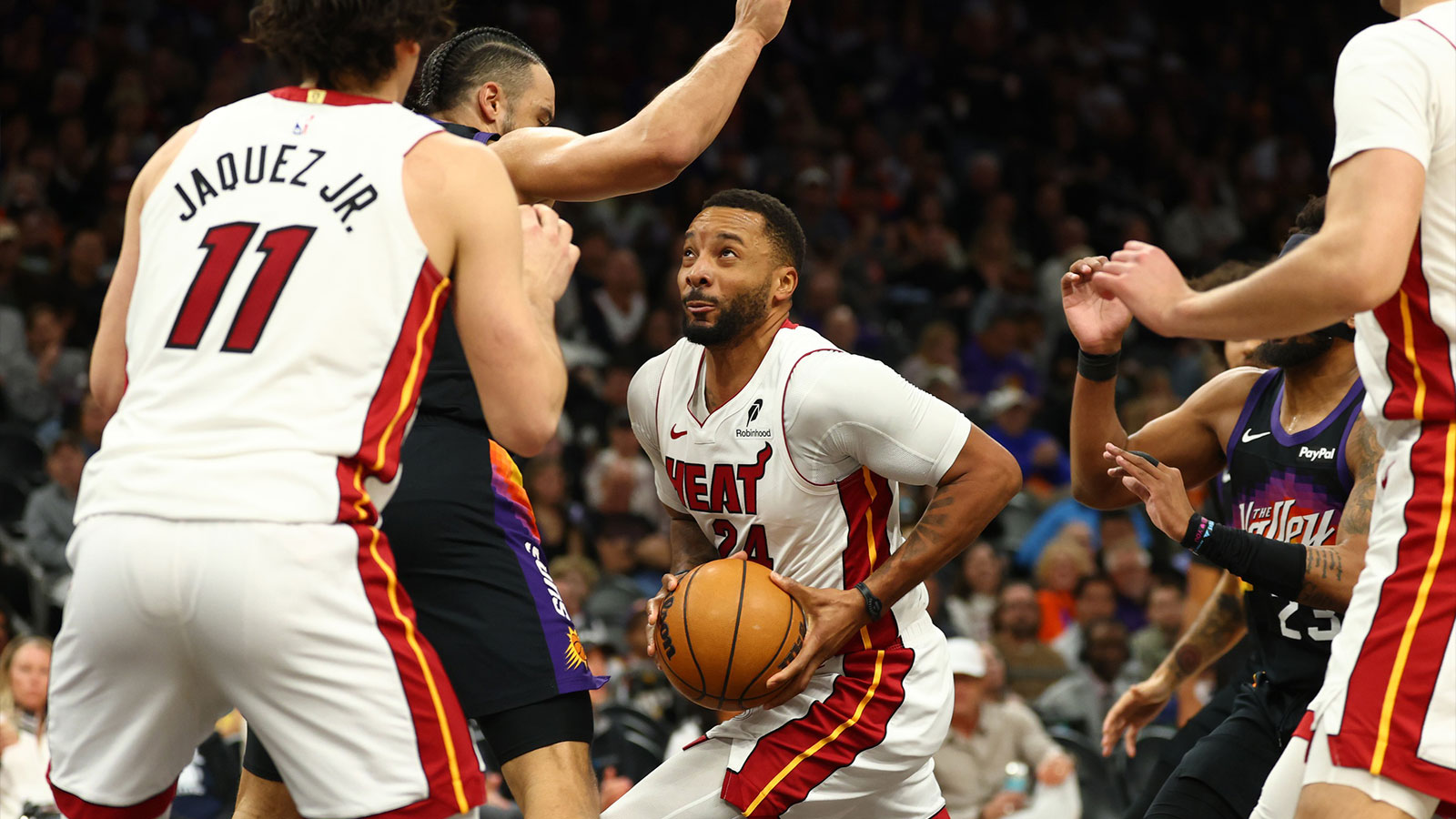 Miami Heat guard Norman Powell (24) against the Phoenix Suns at Mortgage Matchup Center.