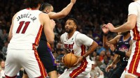 Miami Heat guard Norman Powell (24) against the Phoenix Suns at Mortgage Matchup Center.