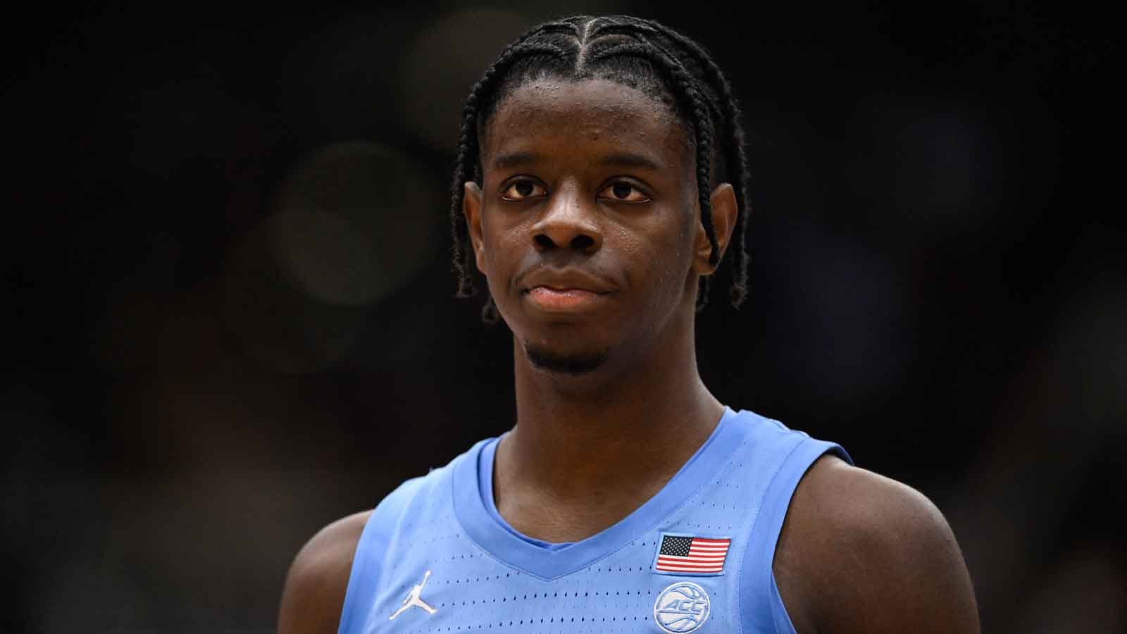 North Carolina Tar Heels forward Caleb Wilson (8) looks on against the Stanford Cardinal in the second half at Maples Pavilion.