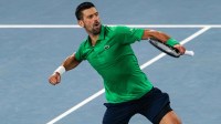Novak Djokovic of Serbia in action against Botic van de Zandschulp of Netherlands in the third round of the menís singles at the Australian Open at Rod Laver Arena in Melbourne Park.