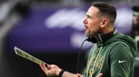 Green Bay Packers head coach Matt Lafleur reacts to a play against the Minnesota Vikings during the third quarter at U.S. Bank Stadium.