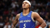 Orlando Magic forward Paolo Banchero (5) looks on during the first half against the Washington Wizards at Capital One Arena.