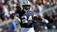 Penn State Nittany Lions linebacker Amare Campbell (24) reacts following a tackle during the second quarter against the Nevada Wolf Pack at Beaver Stadium. Penn State defeated Nevada 46-9.