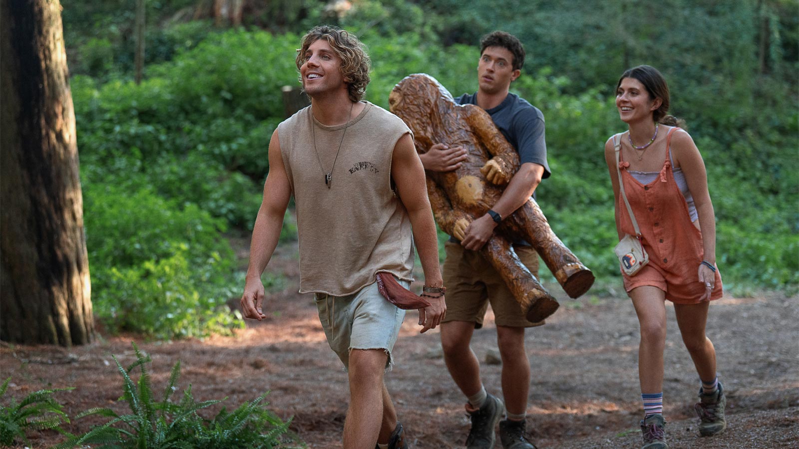 Lukas Gage, Tom Blyth, and Emily Bader in Netflix's new movie People We Meet on Vacation.