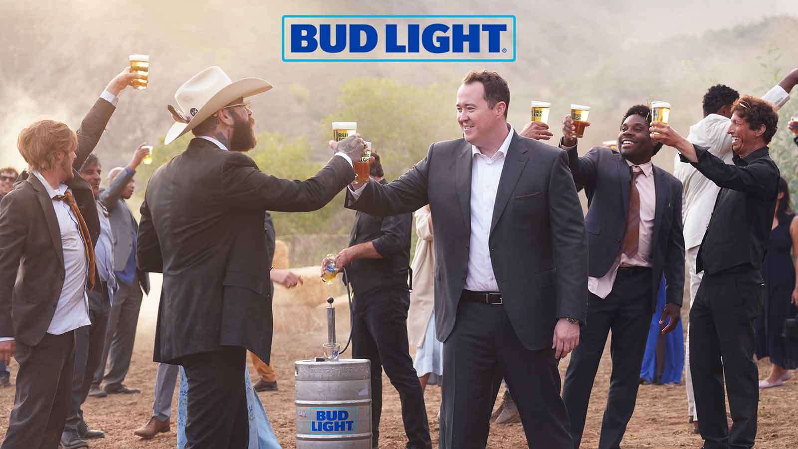 Peyton Manning, Post Malone, Shane Gillis cause stampede over Bud Light keg in Super Bowl ad