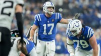 Indianapolis Colts quarterback Philip Rivers (17) yells at the line of scrimmage Sunday, Dec. 28, 2025, during a game against the Jacksonville Jaguars at Lucas Oil Stadium in Indianapolis
