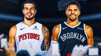 Michael Porter Jr. in Pistons uniform, Tobias Harris in Nets uniform