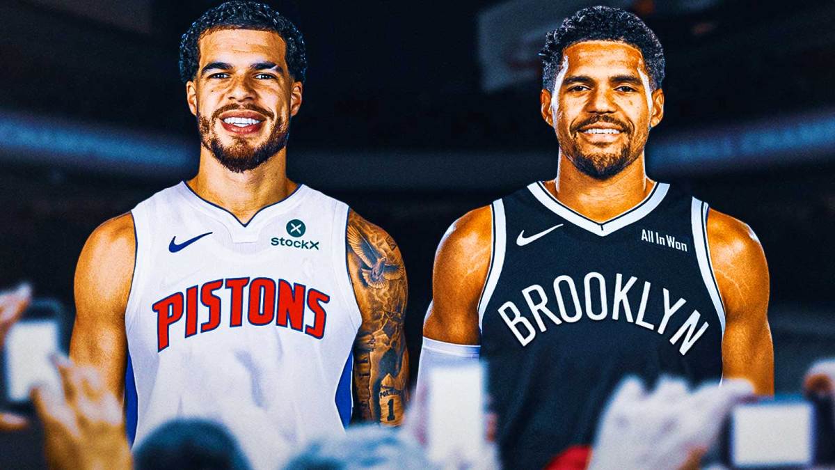 Michael Porter Jr. in Pistons uniform, Tobias Harris in Nets uniform