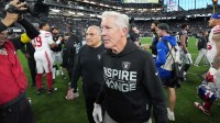 Las Vegas Raiders head coach Pete Carroll leaves the field after the game against the New York Giants at Allegiant Stadium.