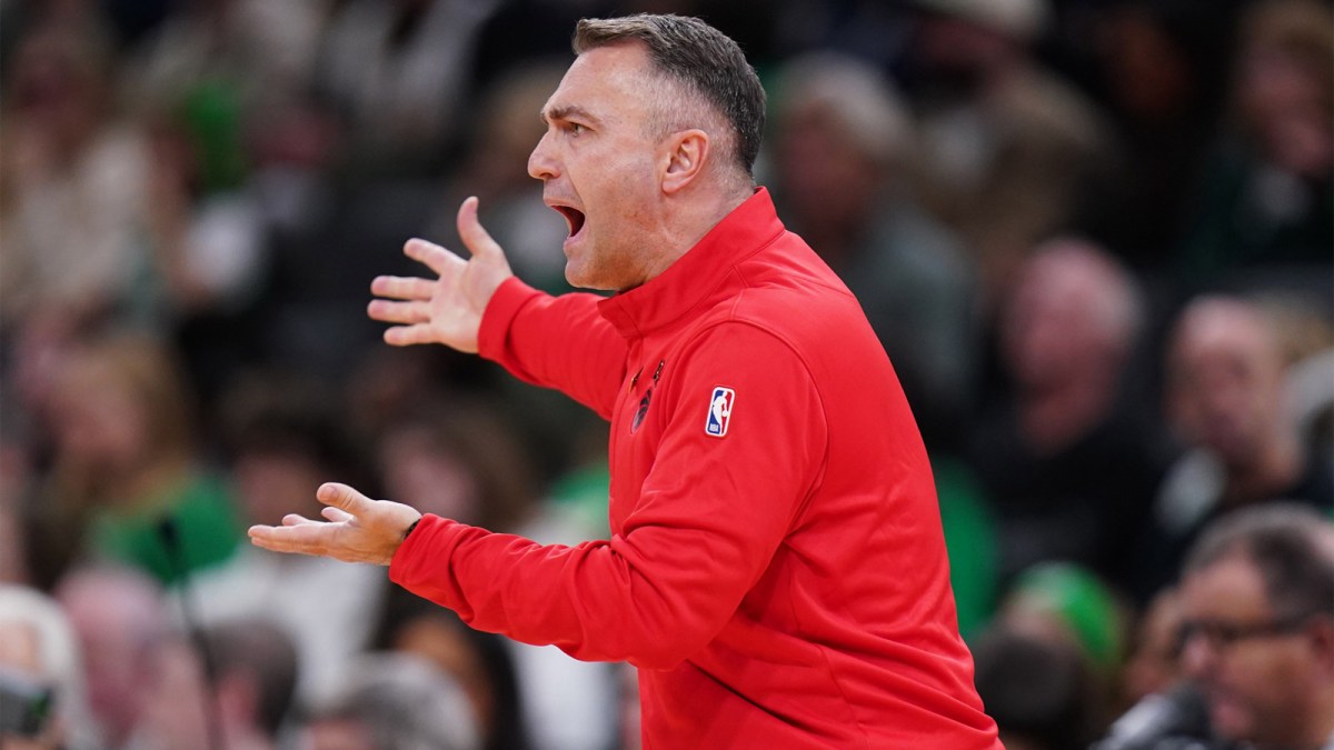 Toronto Raptors head coach Darko Rajakovic watches from the sideline as they take on the Boston Celtics at TD Garden.