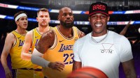 Rashad McCants, LeBron James, Luka Doncic, Austin Reaves in front of Crypto.com Arena.