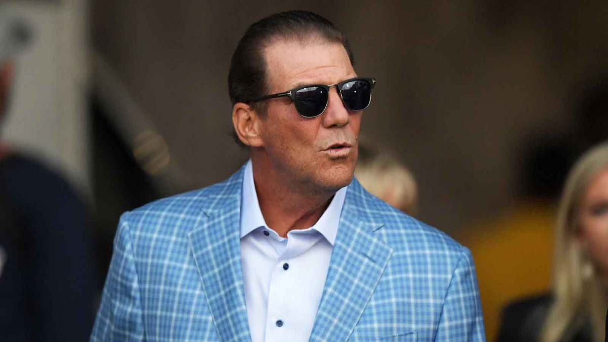 Baltimore Ravens owner Steve Bisciotti arrives before the game against the Los Angeles Rams at Los Angeles Memorial Coliseum.