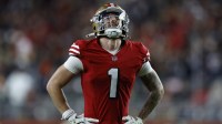San Francisco 49ers wide receiver Ricky Pearsall (1) looks on in the first half against the Chicago Bears at Levi's Stadium.