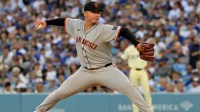 San Francisco Giants starting pitcher Kai-Wei Teng (66) delivers to the plate in the first inning against the Los Angeles Dodgers.