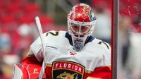 Florida Panthers goaltender Sergei Bobrovsky (72) comes off the ice after the warmups before the game against the Carolina Hurricanes at Lenovo Center.