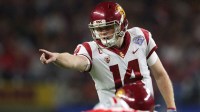 Southern California Trojans quarterback Sam Darnold (14) signals prior to the snap of the ball against the Ohio State Buckeyes in the 2017 Cotton Bowl at AT&T Stadium.