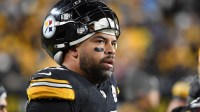 Pittsburgh Steelers defensive end Cam Heyward watches the game against the Tennessee Titans during the second quarter at Acrisure Stadium.