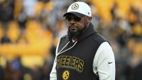 Pittsburgh Steelers head coach Mike Tomlin warms up for a game against the Buffalo Bills at Acrisure Stadium.