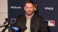 Cleveland Guardians manager Stephen Vogt speaks with the media during the 2025 MLB Winter Meetings at Signia by Hilton Hotel