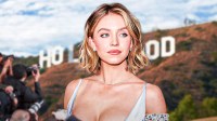 Sydney Sweeney in front of the Hollywood Sign.