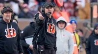 Cincinnati Bengals head coach Zac Taylor points down field in the second quarter of the NFL Week 18 game between the Cincinnati Bengals and the Cleveland Browns at Paycor Stadium in Downtown Cincinnati on Sunday, Jan. 4, 2026.