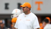 Tennessee Volunteers head coach Josh Heupel looks on before the game against the East Tennessee State Buccaneers at Neyland Stadium.