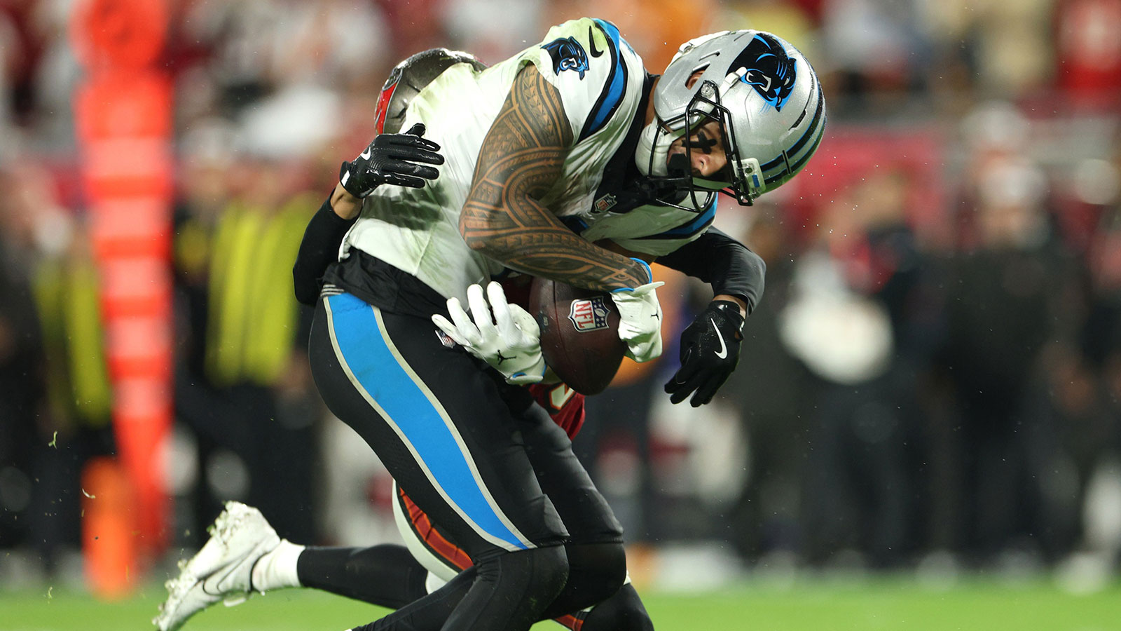 Panthers’ Tetairoa McMillan’s blunt reaction to controversial OPI call vs. Buccaneers
