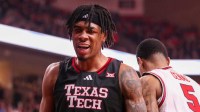 Texas Tech's JT Toppin reacts to drawing a foul on a basket against Houston during a Big 12 Conference men's basketball game, Saturday, Jan. 24, 2026, in United Supermarkets Arena.