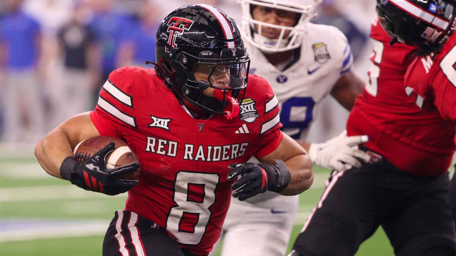 Texas Tech's Cameron Dickey runs for a touchdown against BYU during the Big 12 Conference championship game, Saturday, Nov. 6, 2025, at AT&T Stadium in Arlington.