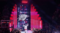 Shai Gilgeous-Alexander (2) of the Oklahoma City Thunder during introductions before the 2025 NBA All Star Game at Chase Center