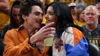 Timothée Chalamet and Kylie Jenner at a New York Knicks game.