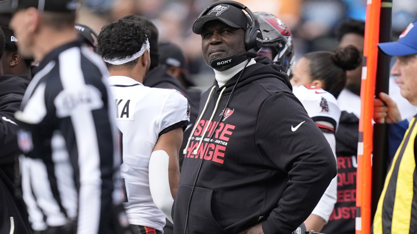 Tampa Bay Buccaneers head coach Todd Bowles during the first half against the Carolina Panthers at Bank of America Stadium.