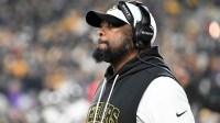 Pittsburgh Steelers head coach Mike Tomlin during the first half at Acrisure Stadium.