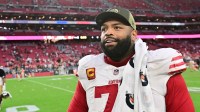 San Francisco 49ers tackle Trent Williams (71) looks on after the game against the Arizona Cardinals at State Farm Stadium.