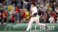 Boston Red Sox first base Triston Casas (36) runs the bases after hitting a three-run home run against the Seattle Mariners during the eighth inning at Fenway Park.