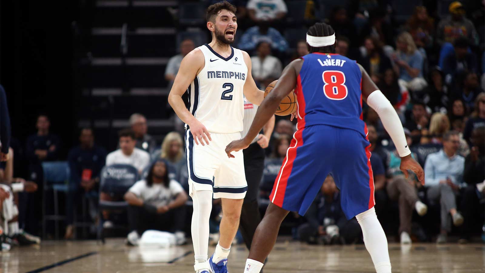 Memphis Grizzlies guard Ty Jerome (2) dribbles during the fourth quarter against the Detroit Pistons at FedExForum.
