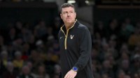 Vanderbilt Commodores head coach Mark Byington paces the sideline against the Florida Gators during the first half at Memorial Gymnasium.