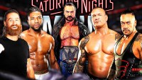 Drew McIntyre, Randy Orton, Damian Priest, Sami Zayn, and Trick Williams; WWE Saturday Night's Main Event logo in the background