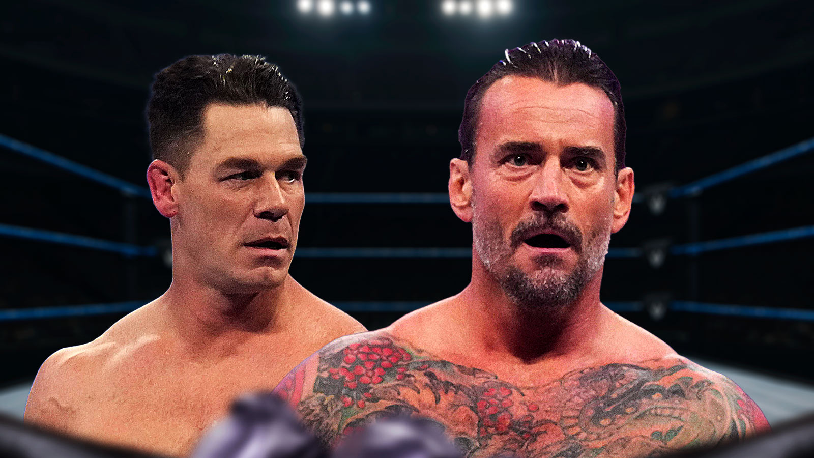 WWE stars John Cena and CM Punk.